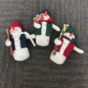 Lot of 3 Vintage Fabric Snowmen